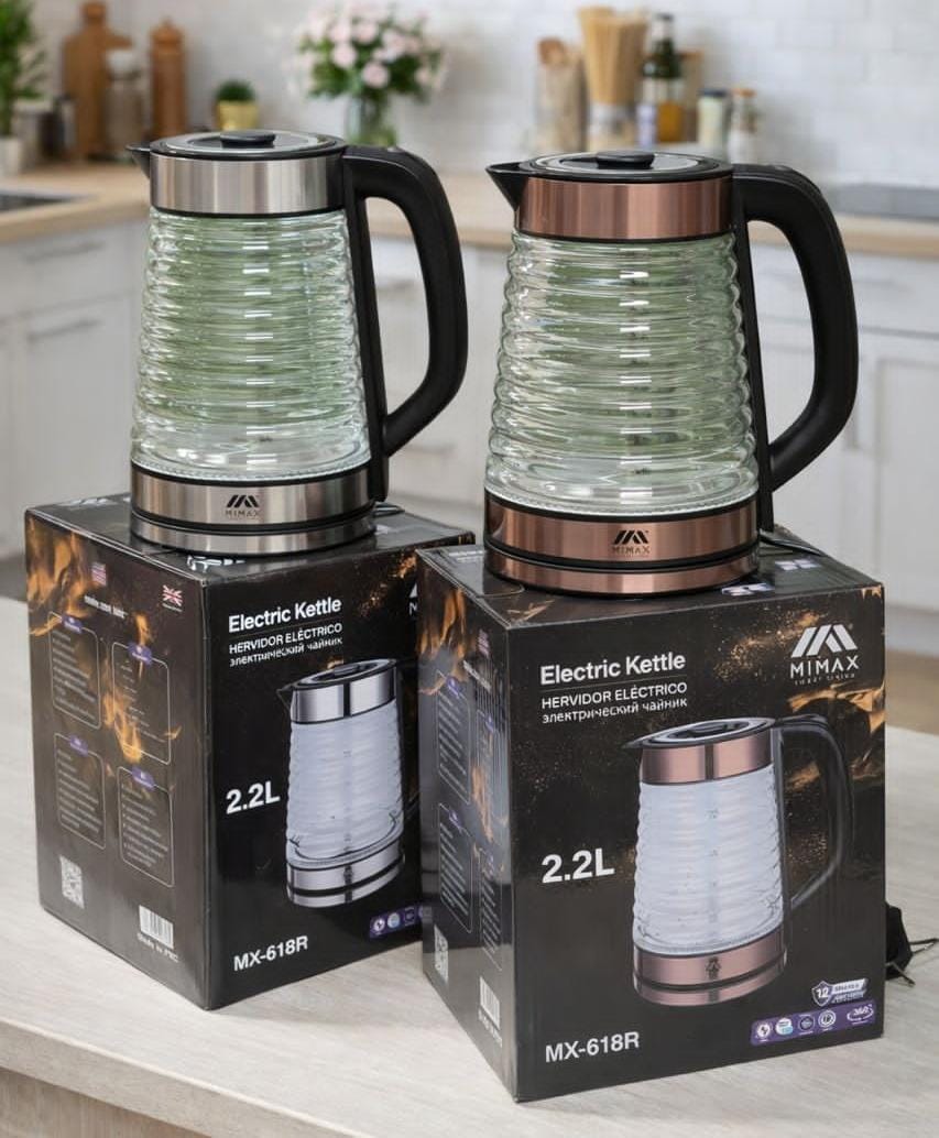 Mimax Luxury Glass Electric Kettle – 2.2L (Model: MX-618R)