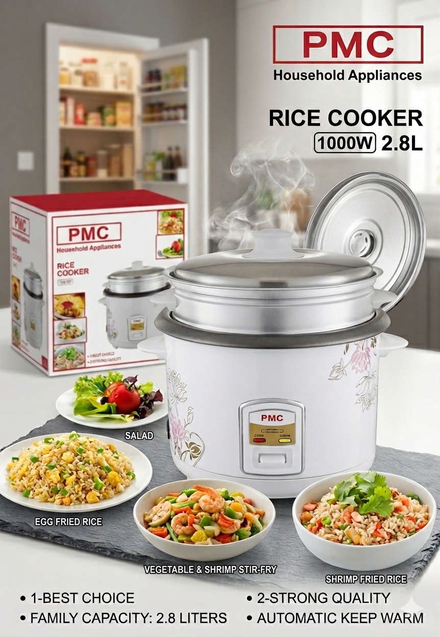 PMC 2.8L Deluxe Electric Rice Cooker & Steamer (1000W)