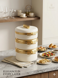 Premium Luxury Insulated Hotpot Set – Elegant White & Gold