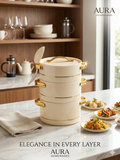 Luxury Insulated Hotpot Set – 3-Tier Elegance