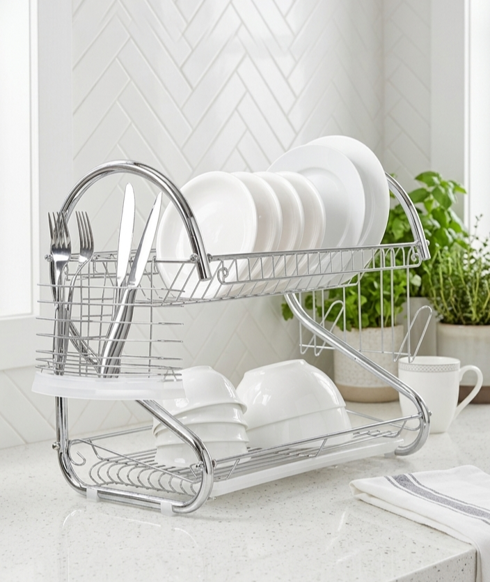 2-Tier S-Curve Stainless Steel Dish Rack