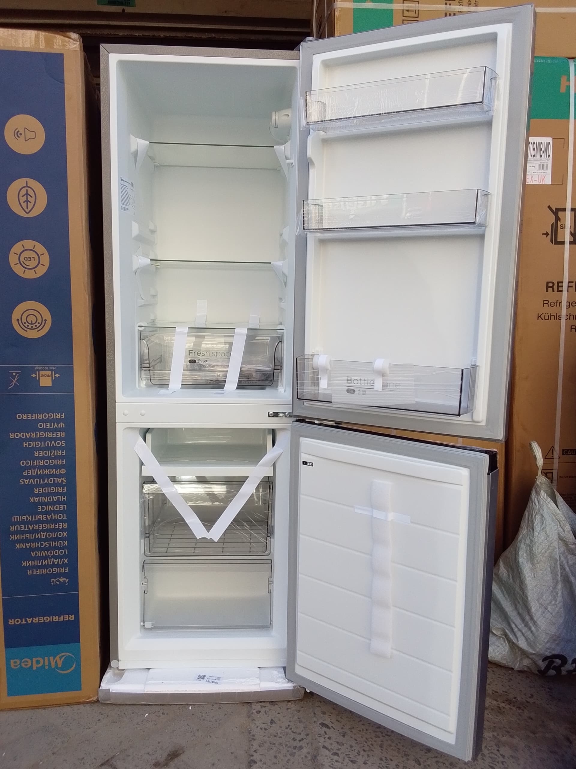 Midea Bottom-Freezer Refrigerator (Silver Metallic) – Brand New