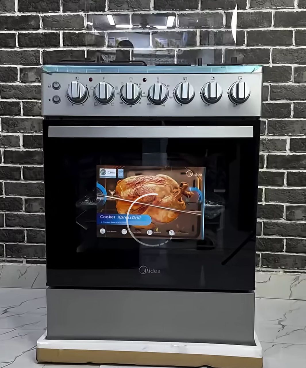 Midea 5-Burner Freestanding Gas Cooker with XpressGrill Oven